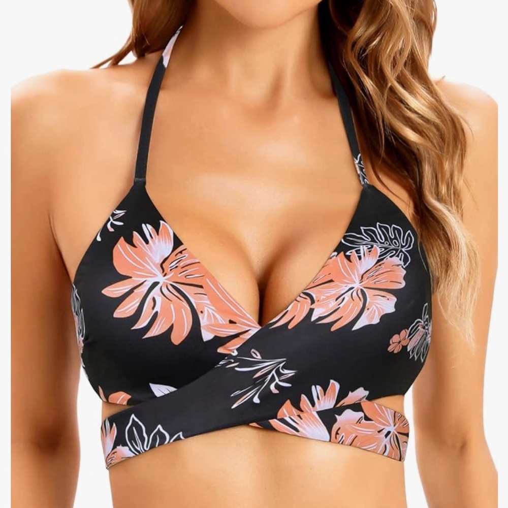 Floral bikini wrap around top